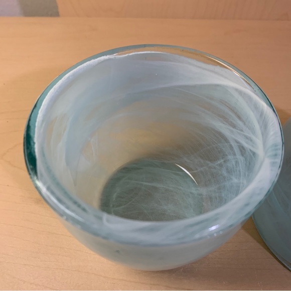 Marbleized Swirl Glass Votive Tea Light Candle Holder 2-1/2" Light Blue Set of 2 - Picture 5 of 12